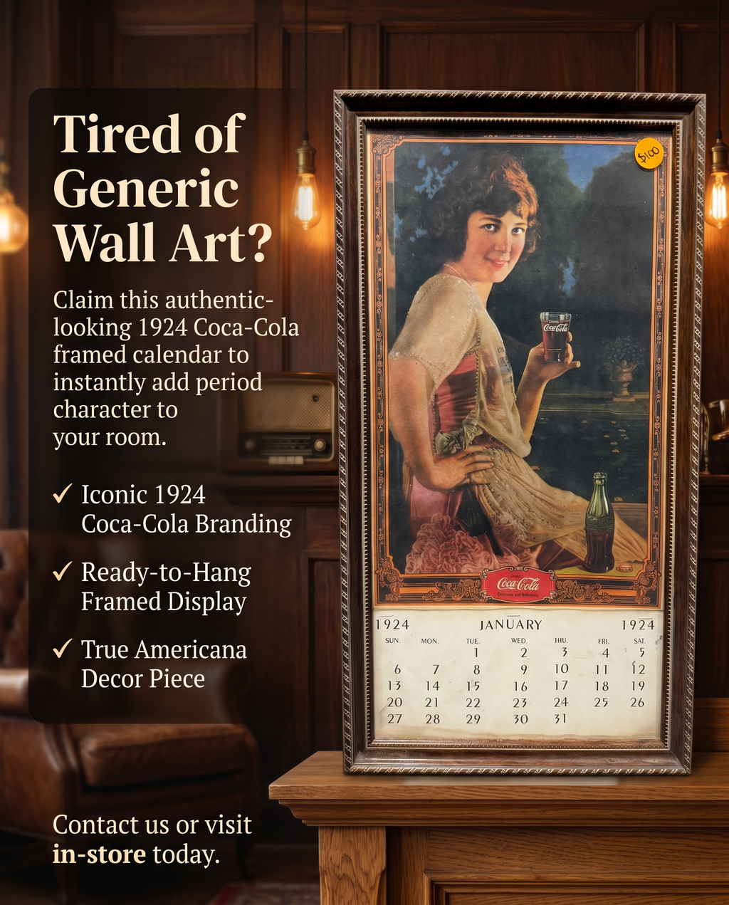 Vintage 1924 Coca-Cola Calender