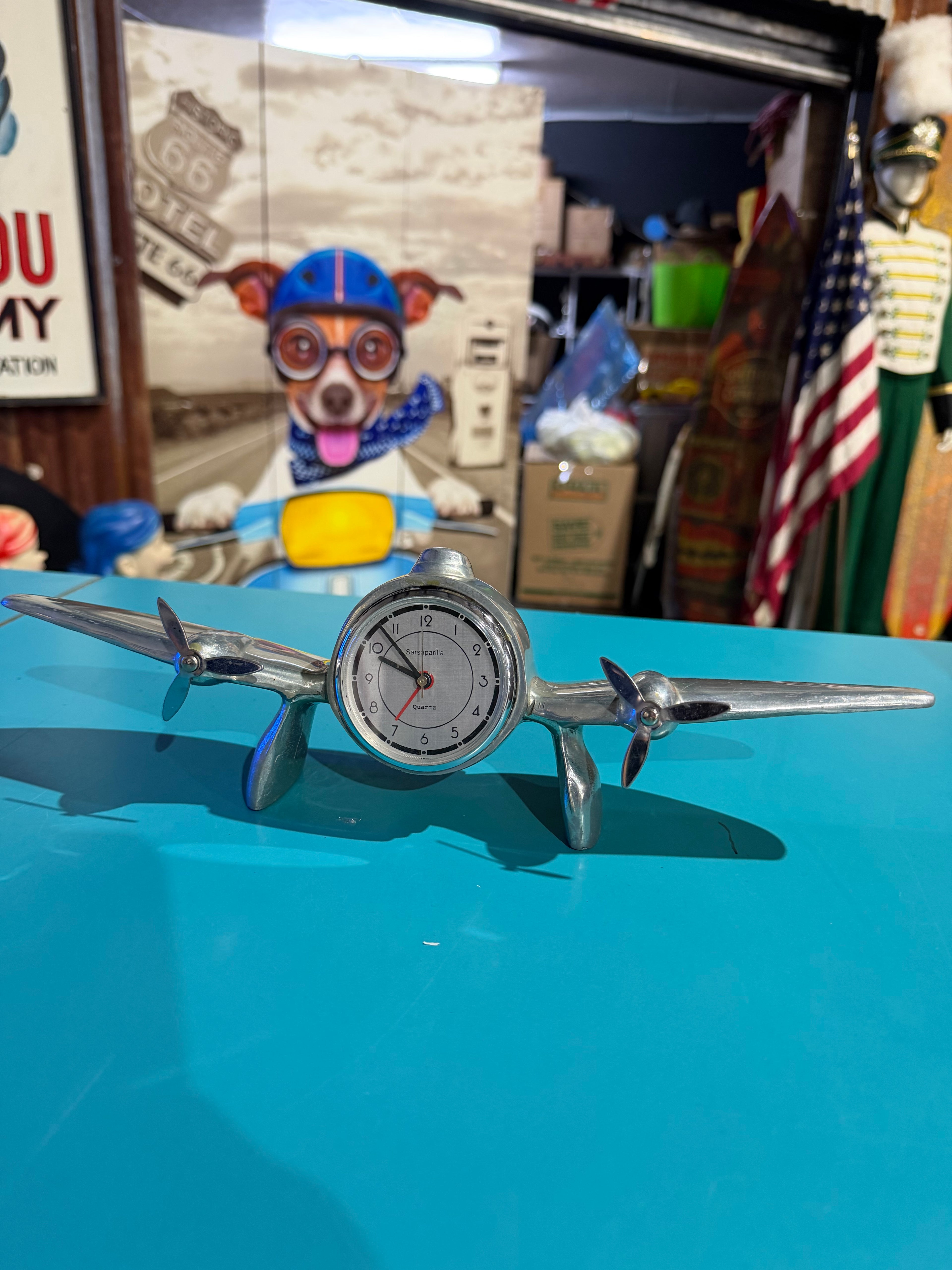 Aeroplane Clock Polished Aluminium