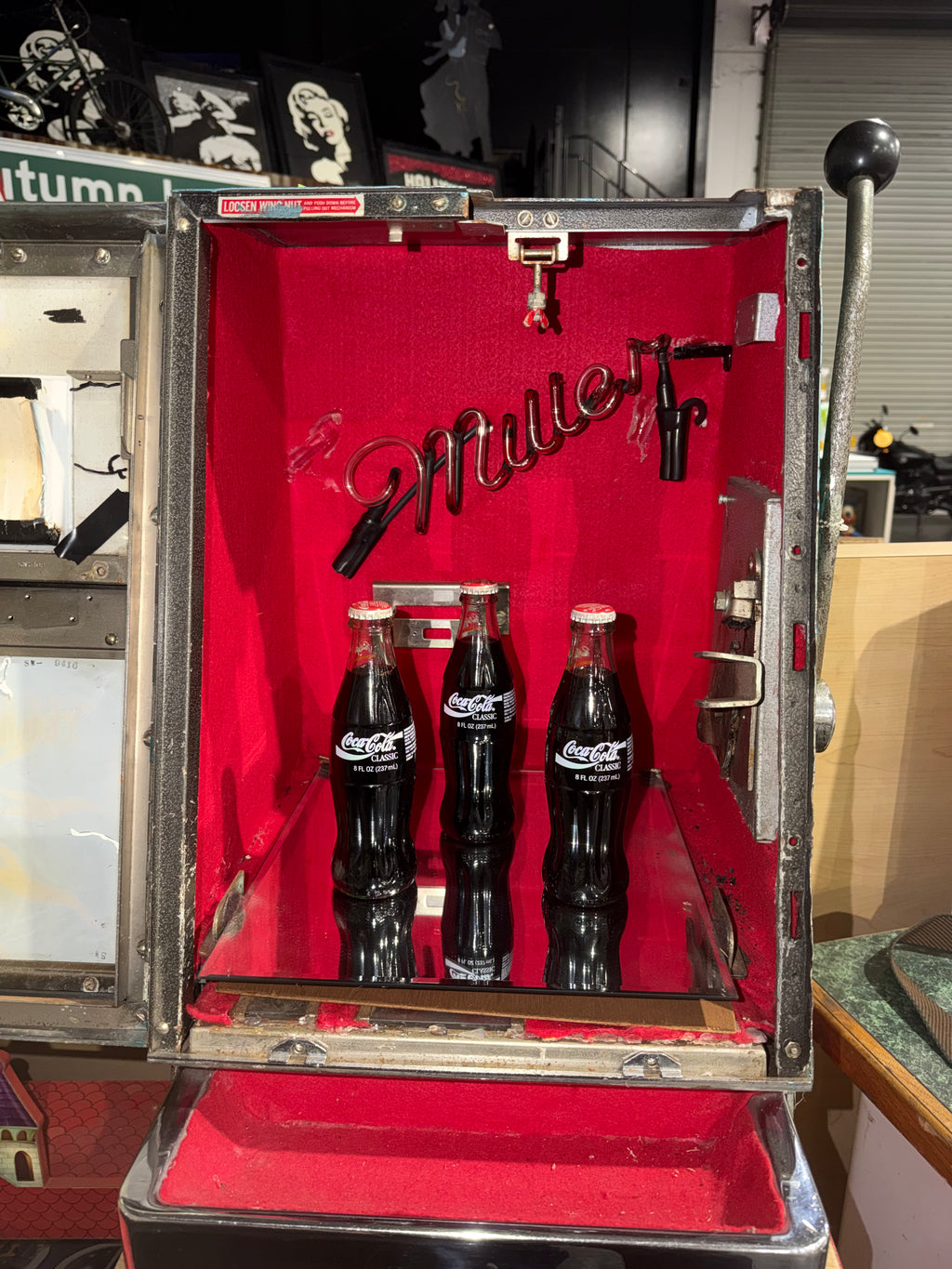 Vintage Aztec Slot Machine Converted to Neon Bar